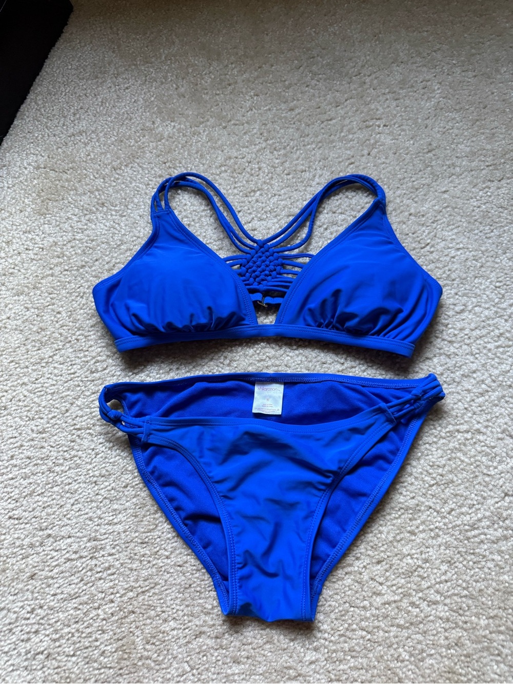 Strappy Macramé Back Bikini Set in Cobalt Blue - Brand Unspecified